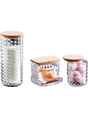 Starseven Box Up Ahşap Kapaklı 3'lü Organizer Seti-Diamond- Şık Doğal Depolama Çözümü
