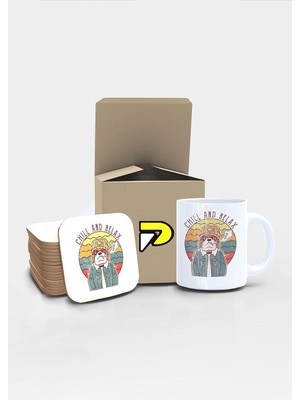 Starseven Postermanya Chill And Relax Tasarımlı Baskılı Kupa Bardak Seti, Eğlenceli Özel Hediye Mug