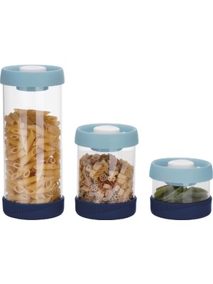 Starseven Yuvarlak Vakumlu Cam Saklama Kabı, 3'lü Set (450 ML+840 ML+1500 Ml)