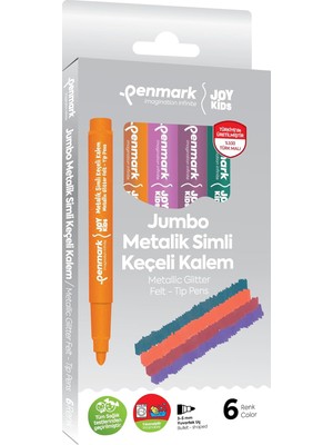 Starseven Penmark Süper Yıkanabilir Metalik Simli Keçeli Kalem 6'lı