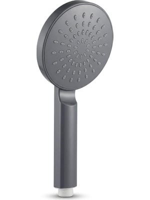 Starseven Smartizi Büyük Yuvarlak El Duş Başlığı (Mat Gri) - Kireç Karşıtı Silikon Nozullu Banyo Başlı