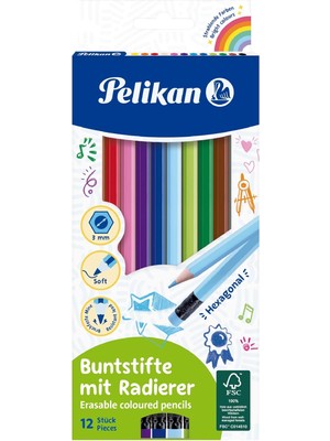 Starseven Pelikan Silgili Kuru Boya Kalemi 12LI Kutu