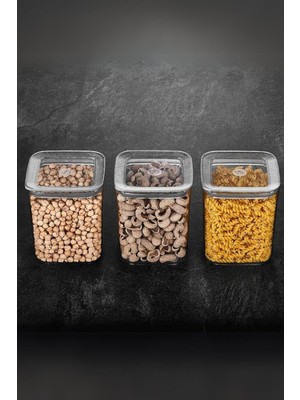 Starseven Sude Kare Saklama Kabı 3 x 1000 Ml, Şeffaf