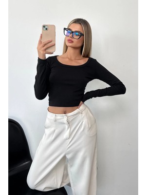 Giysa Kadın U Yaka Uzun Kollu Basic Body Siyah - MS0001330