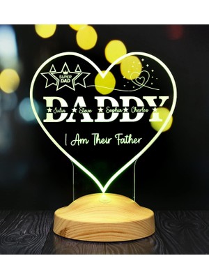 Starseven Daddy Şeklinde Babalar Günü Hediyesi, Babaya Hediye, Kişiye Özel Daddy Hediye Isim Yazılı LED