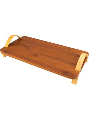 Starseven Bambum Kulplu Sunum Tepsisi Renkli 40X20 cm Şık Tasarım