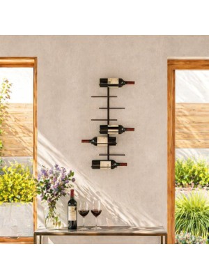 Starseven Rack And Cork - Metal Şarap Rafı – Duvara Monte Edilebilir 8 Şişelik Şarap Tutucu – Minimali