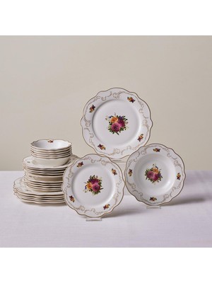 Starseven Antique 24 Parça 6 Ki̇şi̇li̇k Porselen Yemek Takimi
