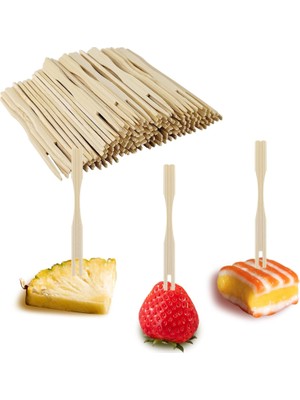 Starseven 100 Paket Bambu Meze Çatalı, Meze Için Kürdan, Meyve, Kokteyl, Şarküteri Tahtası Aksesuarları Için