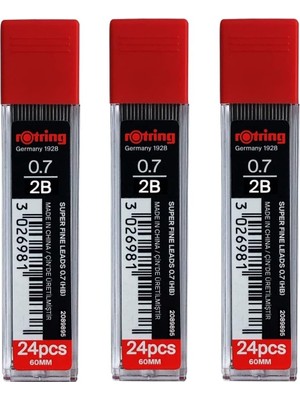 Starseven Rotring 0,7 mm 2b Süper Polimer Kalem Kurşun - 3'lü Paket - Toplam 72 Kurşun - Mekanik Kurşun Kalem