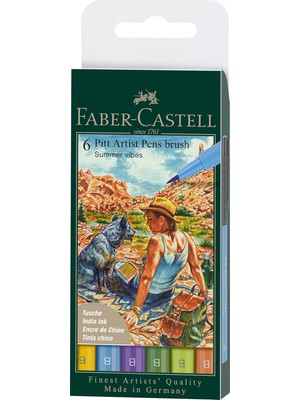 Starseven Faber-Castell Pitt Artist Pen Çizim Kalemi Fırça Uçlu Yaz 6'lı