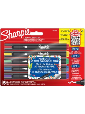 Starseven Sharpie Creative Marker Akrilik Boya Kalemleri | Yuvarlak Uçlu Su Bazlı Boya Kalemi | Mürekkep Kağı