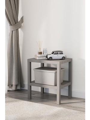 Starseven Mithra Life 2 Katlı Plastik Gri Banyo Mutfak Rafı MIT1056