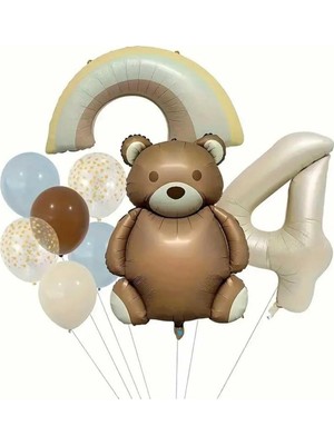 Starseven Renk Ayicik Folyolu Yaş Balon Set, 4