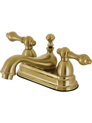 Starseven Brass KS3607AL Restorasyon 4" Centerset Banyo Bataryası, Fırçalanmış Pirinç, 6.38 x 4.5 x