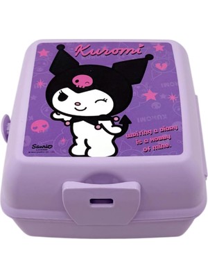 Starseven Wiggle Kuromi Temalı 4 Bölmeli Plastik Çocuk Beslenme Kutusu - Yemek Saklama Kabı Kaşık