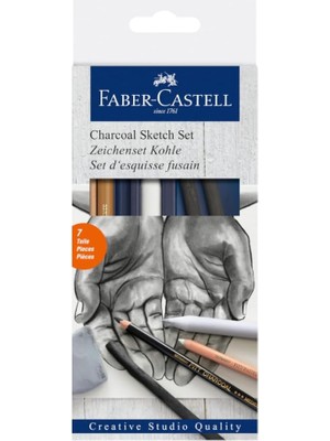 Starseven Faber-Castell Kömür Sketch Seti, 7 Parça, Kara Kalem Çizim Eskiz Için, Yüksek Kalite, Silgi K