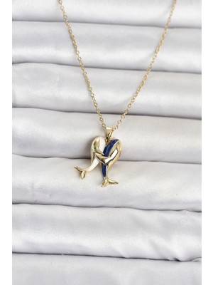 Twin Store 316L Çelik Zincir Gold Renk Dolphin Model Kadın Kolye