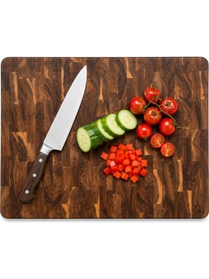Starseven Doğal Ahşap Kesme Tahtası 43X30 cm Kalın Kasap Bloğu Kesim Tahtası Dostu Mutfak Doğrama Se