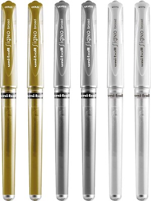 Starseven Uni-Ball Signo Pen Geniş Metalik Jel Mürekkep Rollerball - Metal 1 mm Uç Ucu 0,65 mm Kauçuk Saplı Ç