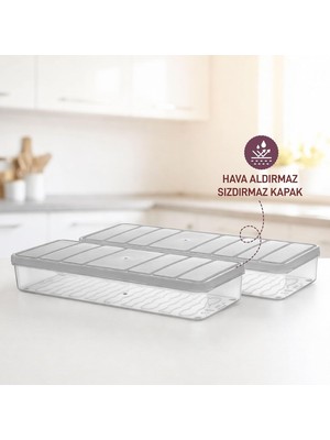 Starseven Selka - Nora 2'li 1.2 Litre Küçük Boy Gri Saklama Kabı