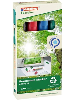 Starseven Edding 22 Ecoline Permanent Markör, 4'lü Set, Karışık Renkler, Kesik Uç, Yeniden Doldurulabilir