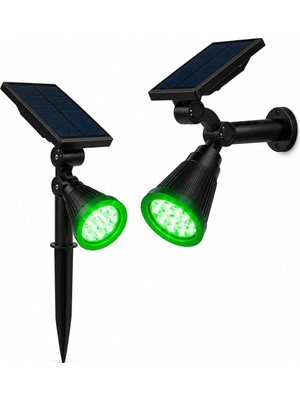 Starseven Forlife Yeşil LED Spot Güneş Enerjili Bahçe Aydınlatma Lambası, Fotoselli, Spike Aplik, 18W Su G