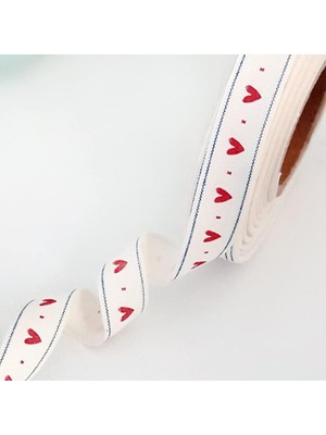 Starseven Bimotif Pamuk Şerit, Kalp, 1.5 cm 5 Metre