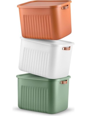 Starseven 2 Adet Kapaklı Büyük Boy Saklama Kutu Seti -20 Litre – Beyaz- Taşınabilir Kulplu, Dolap Içi