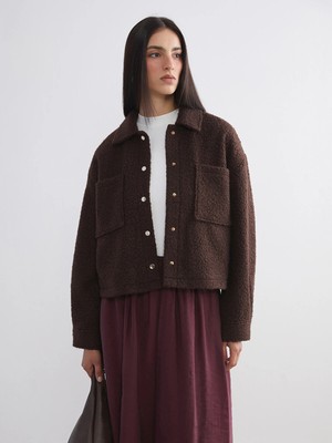 Lc Waikiki Yeni Sezon Gömlek Yaka Oversize Kadın Pelüş Ceket