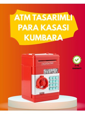 Uravas Store Atm Görünümlü Kırmızı Elektronik Şifreli Kumbara