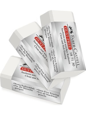 Starseven Faber-Castell Öğrenci Silgisi Dust Free 3lü Beyaz Silgi 187130 (3 Adet)