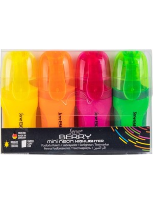 Starseven Serve Berry Mini Fosforlu Kalem, Neon, 4'lü