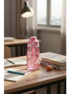Starseven Miniso Marie Silikon Tutacaklı Tritan Şişe 500ML, 2016926010106