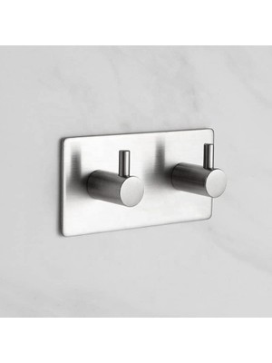Starseven Deltahome Paslanmaz Çelik 2 Topuzlu Bornoz Askısı Havluluk Xl Askılık Inox - Kendinden Yapışkanlı