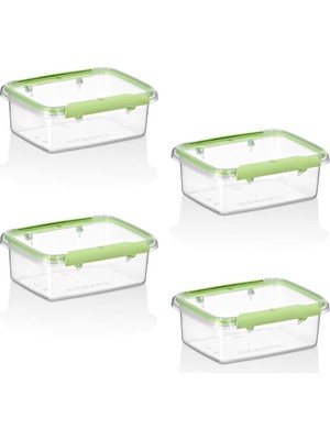 Starseven Smartware 4'lü Set Press - Lock Saklama Kabı 820 ml Yeşi̇l