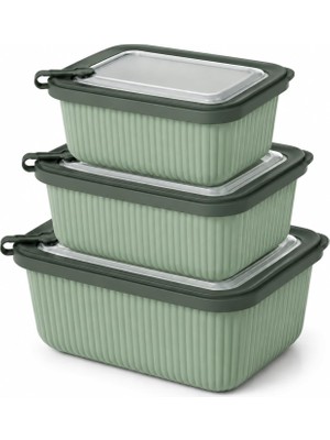 Starseven Vakumlu Silikon Kapaklı Plastik Saklama Kabı Seti, 3.5 Litre, Mikrodalga Derin Dondurucu Için, G