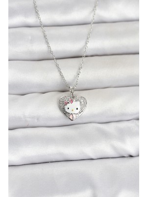 Twin Store 316L Çelik Zincir Gümüş Renk Kitty Model Kolye