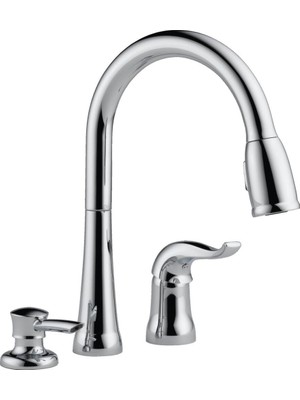 Starseven 16970-SD-DST Single Griff Pull-Down-Mutfak Armatürü Sabunluklu, Krom