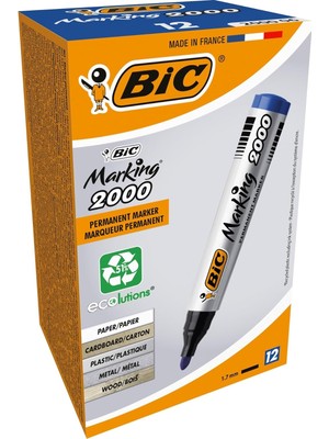 Starseven Bic Intensity Marker 2000 Yuvarlak Uçlu Permanent Markör, Mavi, 12'li Kutu, 1.7 mm Sağlam Uç, Hızlı