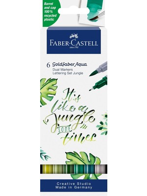 Starseven Faber-Castell Goldfaber Aqua Çift Uçlu Markör, Kaligrafi, 6'lı Jungle