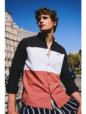 Comstar Üç Renk Slim Fit Likralı Kot Gömlek