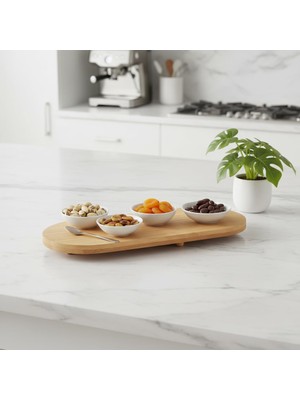 Starseven Deconox Ayaklı Bambu Sunum Tabakları, Ayaklı Bambu Sunumluk, Kek, Börek, Çörek Çikolata Sunum Te