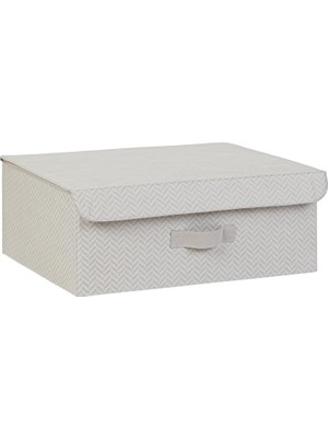 Starseven Textile Gri Balıksırtı Kapaklı Kutu 48 x 40 x 19 cm