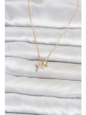 Twin Store Pirinç Gold Renk Kutup Yıldızı Model Kadın Kolye