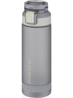 Starseven Diller Kilitli Kapak Taşıma Askılı Gri Spor Matarası 790 ml