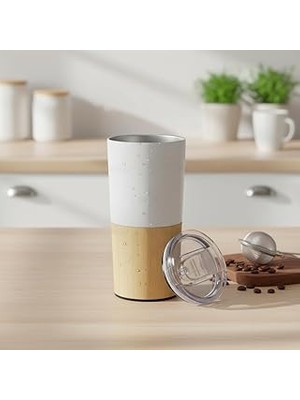 Starseven Deconox 600 ml Bambu Tabanlı Çelik Termos Mug - 5 Farklı Renk Seçenekli Sıcak Soğuk Tutucu Seyah