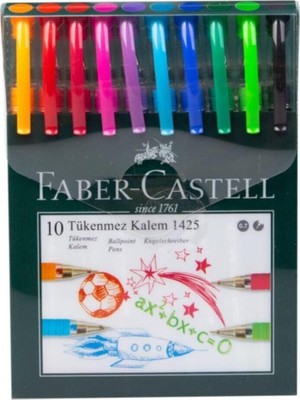 Starseven Faber-Castell Tükenmez Kalem Seti, 10 Adet, 0.7 mm Uç, Yumuşak Yazım, Ergonomik Tutuş, Renkli Karış