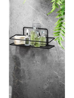 Starseven Sas Haus Paslanmaz Banyo Mutfak Rafı Şampuanlık Banyo Düzenleyici Siyah Tş-01