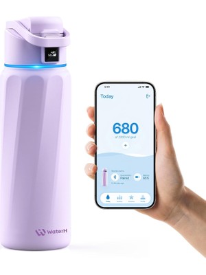 Starseven Boost Akıllı Su Şişesi, Hatırlatıcı Izleyici, Çift Duvarlı Vakum Yalıtımlı Şişeler Paslanmaz Çel